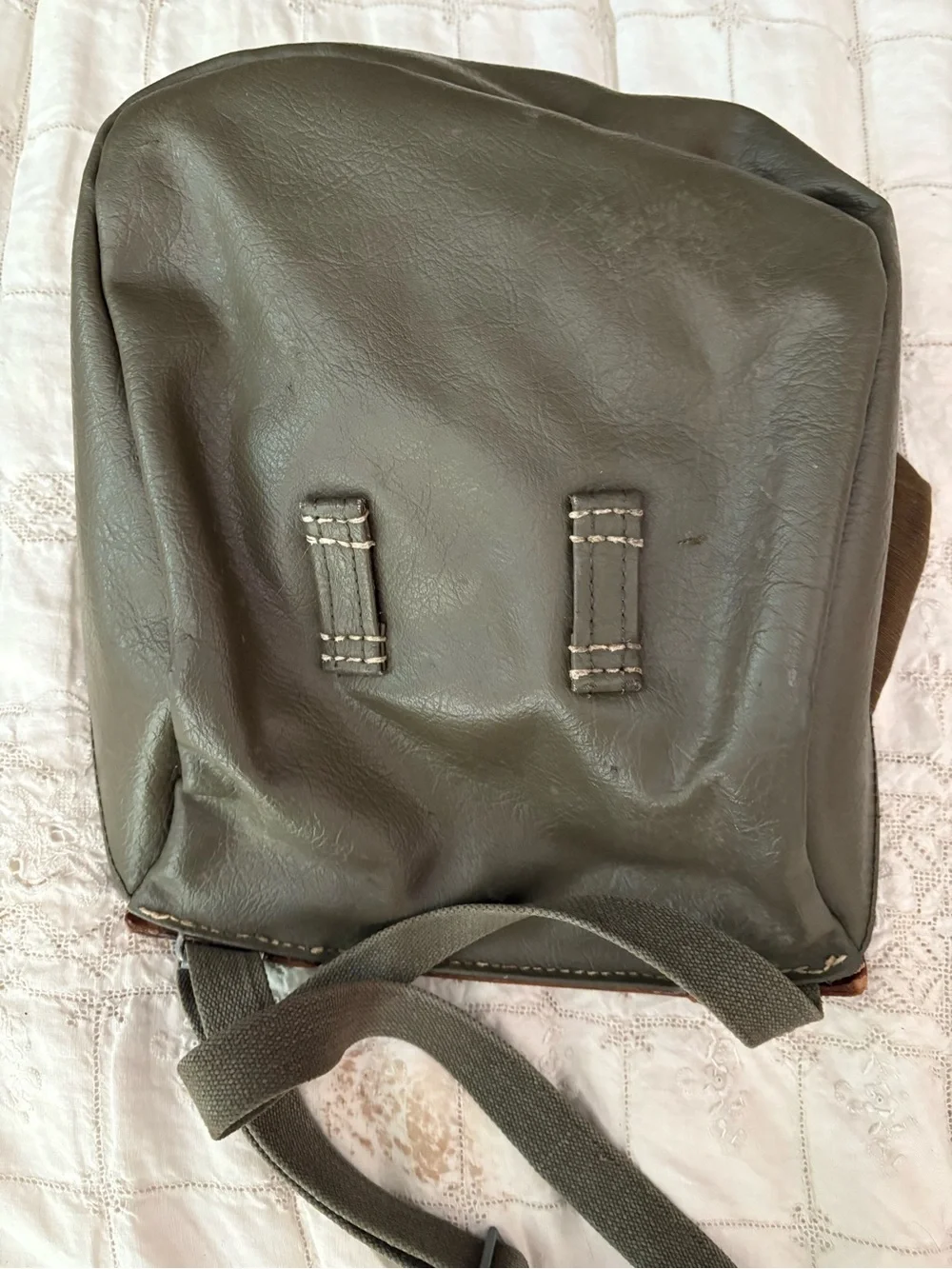 Vintage Swiss Military canvas and leather Bread bag